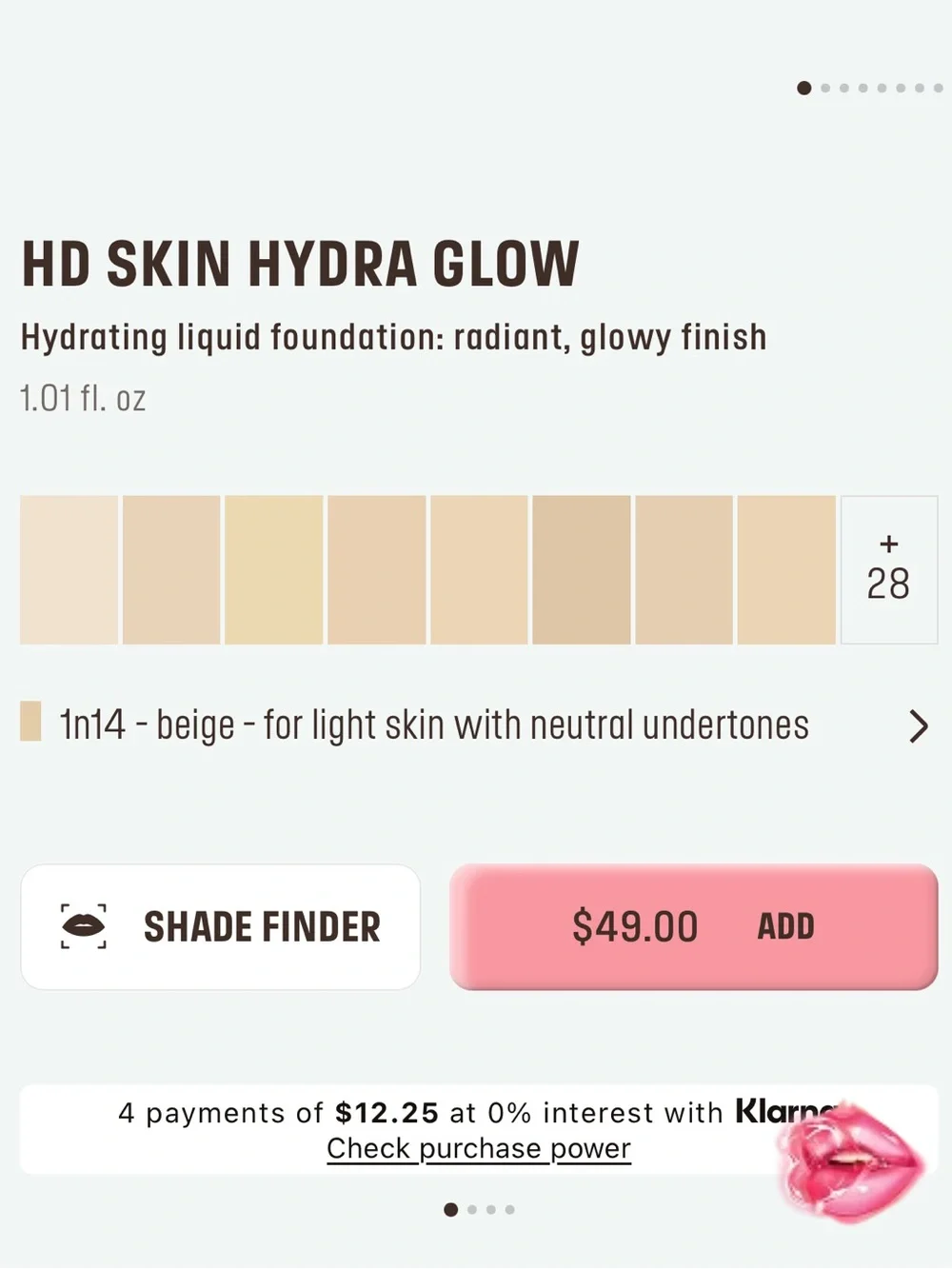 Makeup Forever HD Skin Hydra Glow Foundation- 1N14